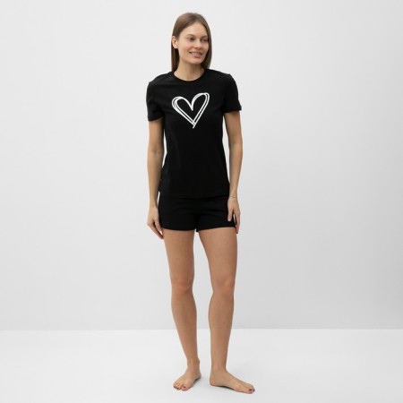 Homemade female set (T -shirt, shorts), black color, size 48-1