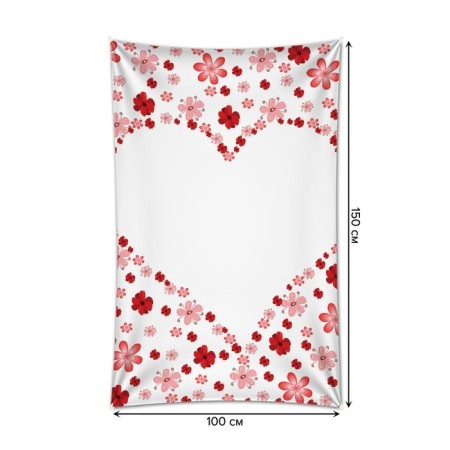 Decorative panel with photo printing "Heart of flowers", vertical, size 100x150 cm-1