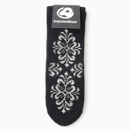 Mittens double manual embroidery, color black, river 18-3