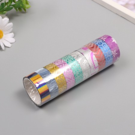 Adhesive tape decorative plastic "Shine. Drawings" 1.5 cm 3 meters mix-2