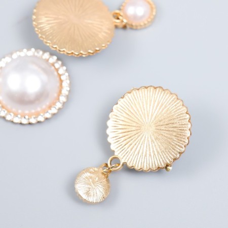 Decor for creativity Metal, plastic "Pearl in rhinestones with a suspension" Gold 3.5x2.3 cm-1