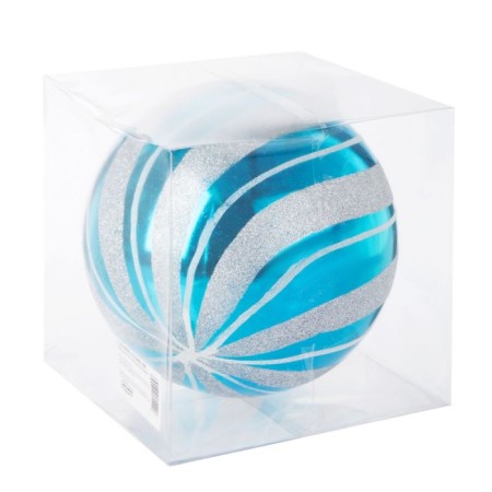 Ball plastic D-20 cm "Mega strip" silver-blue-1