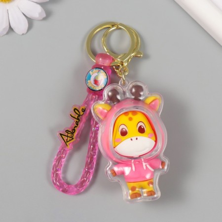 Trick rubber with carbine, strap "Girafics in the pink sweatshirt" 7x4x3 cm-1
