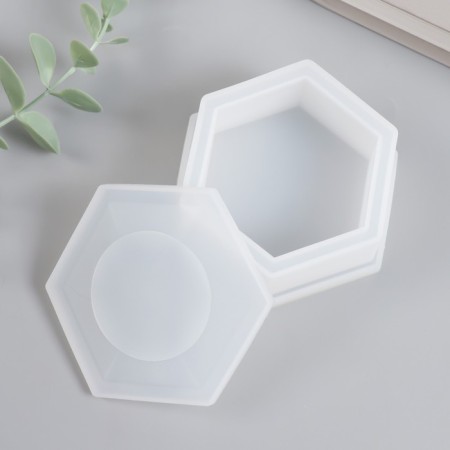 Mold Silicon "Hexagonal Casket" with a lid 9.2x9.2x5 cm-2