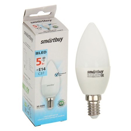 Smartbuy, E14, C37, 5 W, 4000 K, daylight white light lamp