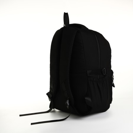 School backpack from textiles on lightning, 7 pockets, black color-3