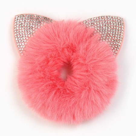 Hair gum fluffy "Kisa" with ears-3