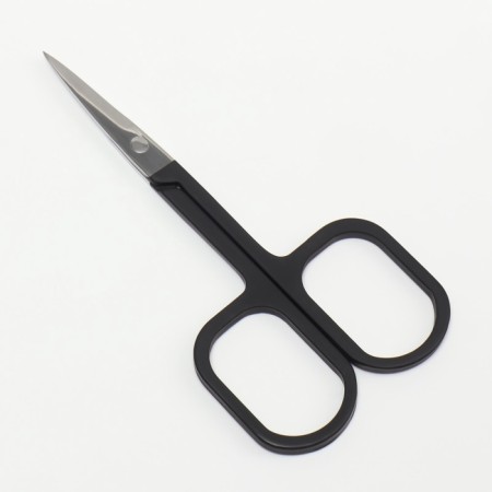 Scissors are manicure, narrow, straight, with rubberized handles, 9 cm, silver color/black-2