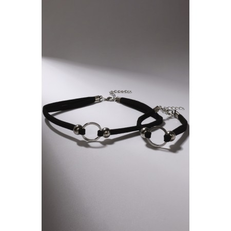 Set 2 subjects: chocker, bracelet "Sophistication" circles, black-silver color, 30 cm-1