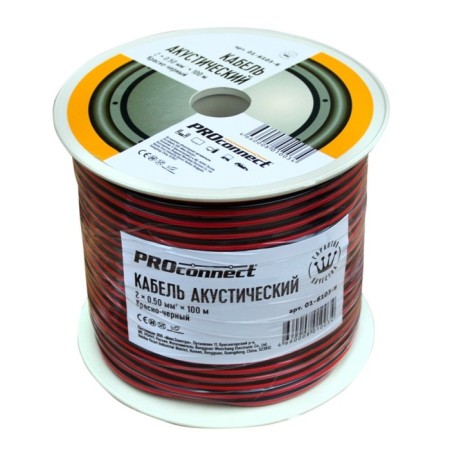 Acoustic cable Proconnect 2 x 0.50 mm², red-black, 100 m
