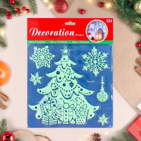 Stickers on windows, luminous "New Year" Christmas tree, 27 x 21 cm-1