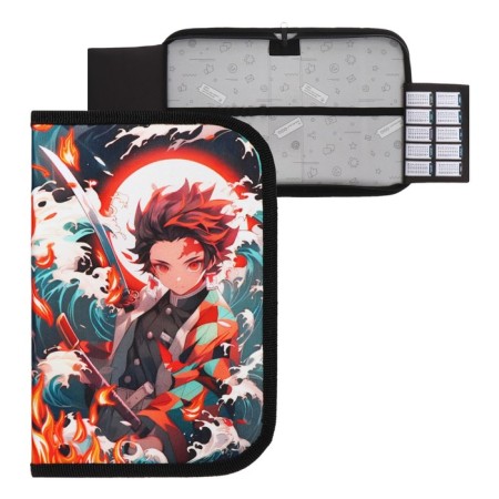 Penal 1 section 140 x 210 x 40 mm, folding pocket and cosmetic bag, fabric, calligrata topontent "Anime Fire"