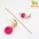Tolebel "Sisalem Ball" with feathers and a bell, on a wooden handle, 40 cm, pink ball