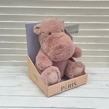 Soft toy "Hippo", dark pink color, 21 cm xy22442/c