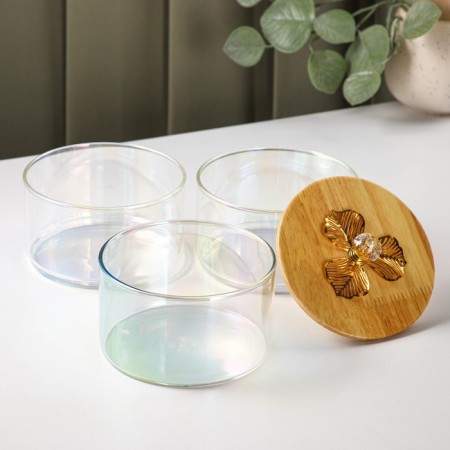 Three -tier glass “Heart” glass, 500 ml, 12.2 × 27.5 cm, pearlescent color-2