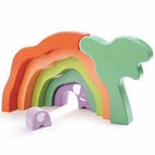 Developing toy 3 in 1 “On Safari with Elephants” for kids (pyramid, puzzle, play-balancer)