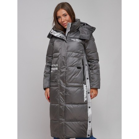 Coat insulated winter female, size 42, dark gray color-9