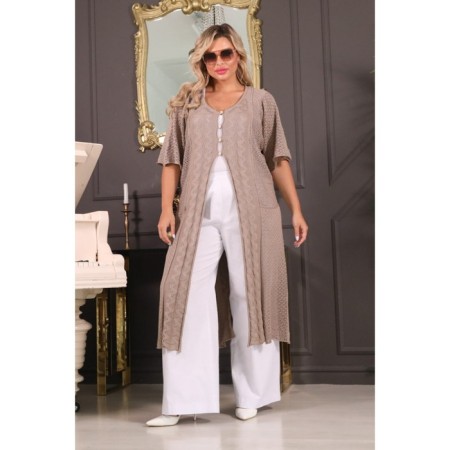 Cardigan female, size 54, beige color-1