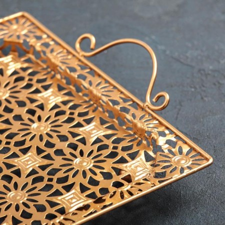 Serving tray "Golden flowers", 50 × 29 × 6 cm, gold color-2