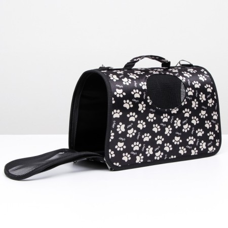 Bag - Animal Carriage "Happy" paws, black, size S, 37.5 x 17 x 22 cm-1