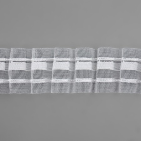 Curtain tape, organza, 4 cm, 10 ± 1 m, transparent/white color-1