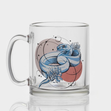 New Year's glass tea mug "Snakes", 320 ml, mix-6