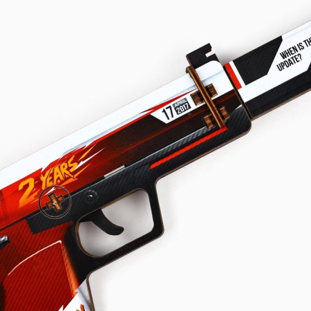 Wooden weapons, children's souvenir "red", pistol, 32 x 14 cm-2
