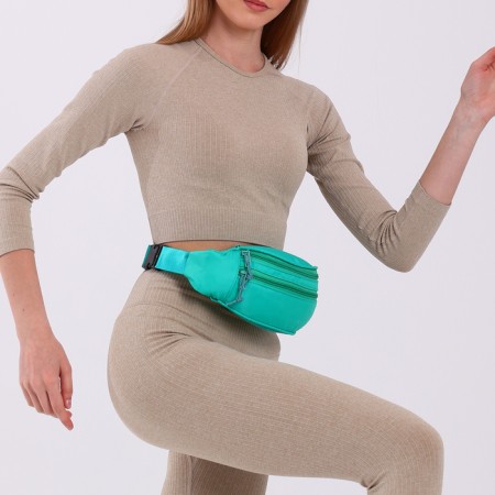 Lightning waist bag, 2 pockets, turquoise color-7