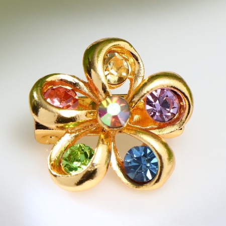 Brooch "Flower" Five -Tree, colored in yellow gold (indivisible packing 12 pcs., Price per pcs.)-1