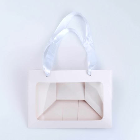 Gift package with a wide bottom and window 20 × 14 × 13.2 cm, white-4