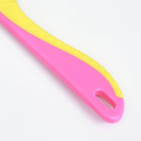 A comb for wool 15.6 x 3.6 cm, short teeth 1.7 cm, pink-yellow-3