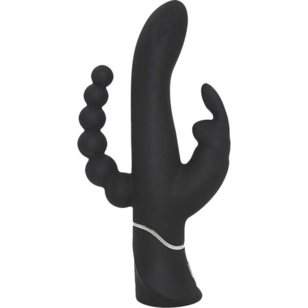Vibrator with clitoral and anal stimulator Happy Rabbit Triple, black color