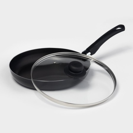 Pan Consul, D = 26 cm, plastic handle, glass cover, anti -stick coating, black color-1