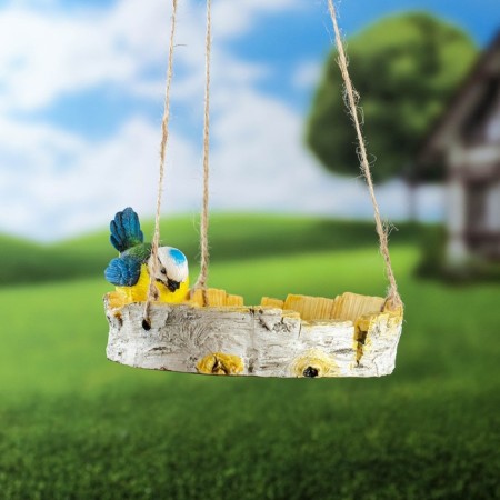 Hanging feeder "Sinichka on the stump" good souvenirs from the polystone, 17x8cm, on a rope-2