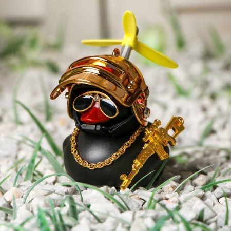 Duck with propeller black, golden helmet