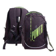 Youth backpack 44 x 28 x 23 cm, ergonomic back, laptop department, Grizzly 335, black/light green RU-335-3_1