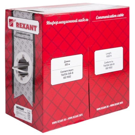 Bay cable twisted steam F/UTP, CAT 5E, PVC, 4PR, 24AWG, Indoor, Stranded, Gray, 305m, Rexant-1