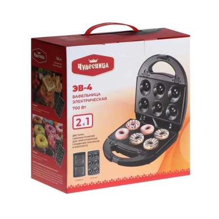 Electric wafer "Wonderworker" EV-4, 700 watts, donuts, sandwiches, black-silverist-10