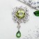 Brooch "Empress" circle, white-green color in silver