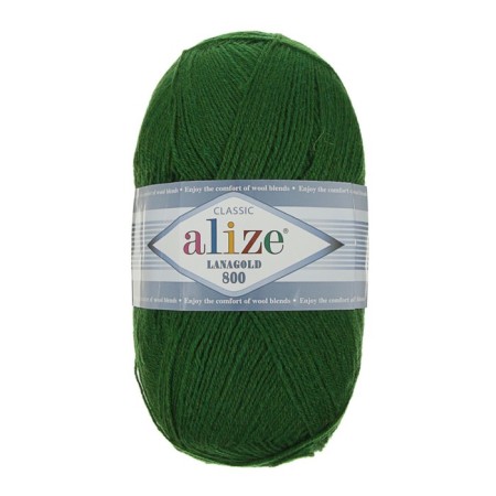 Yarn "Lanagold 800" 49% wool, 51% acrylic 730m/100g (118 green grass)-1