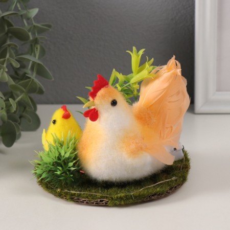 Souvenir polystyrene light “Red -haired chicken with a chicken in the meadow” 14x12.5x11 cm-4
