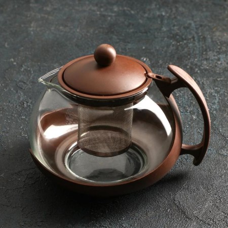 Glass teapot “Fantasy”, 1.25 liters, with metal sieve, color mix