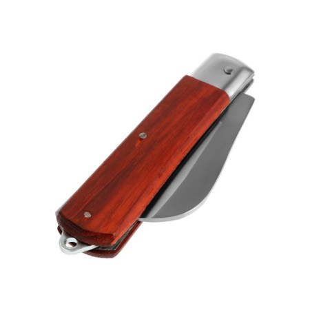 A universal folding tundra knife, a wooden handle, a curved blade, stainless steel-6