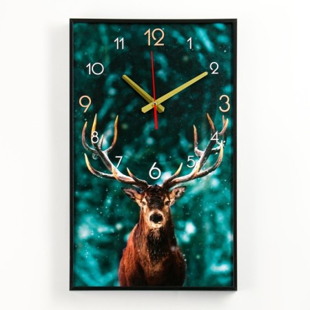 Carty clock is wall-mounted, interior "deer", smooth move, 57 x 35 x 4 cm