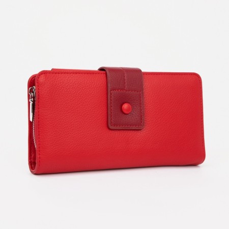 Women's wallet on the button, red color