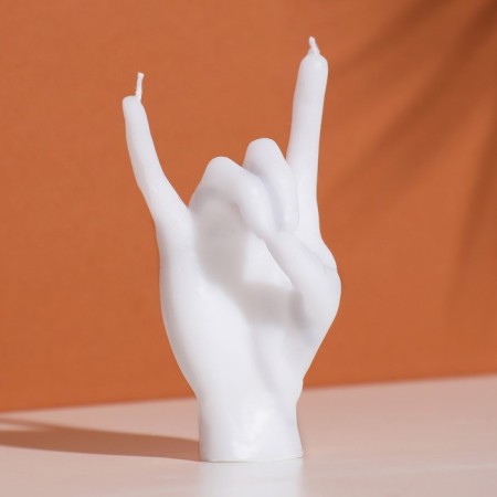 Figure candle "hand-koza", 10x4 cm, white-1