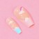 Falled nails "Rainbow", 24 pcs, adhesive plates, ballerina shape, glossy beige/yellow/blue color