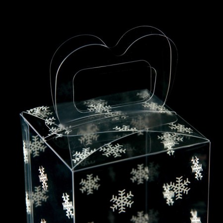 New Year. Box gift New Year's folding PVC "Snowflakes" 12 x 7 x 7 cm.-5