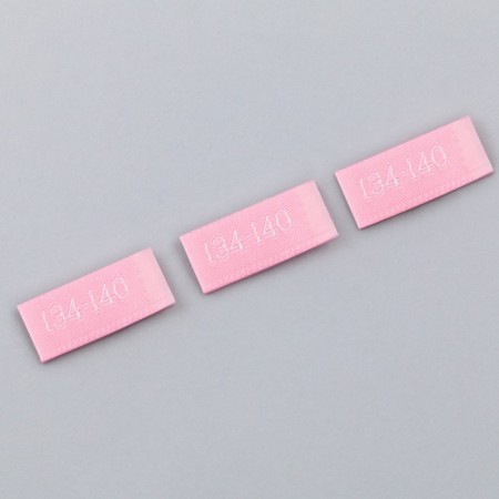 Textile strip "134-140", 5 x 1.1 cm, pink color-1