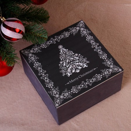 New Year. Gift Box "Merry Christmas, Cdfold", gray, 20 × 20 × 10 cm